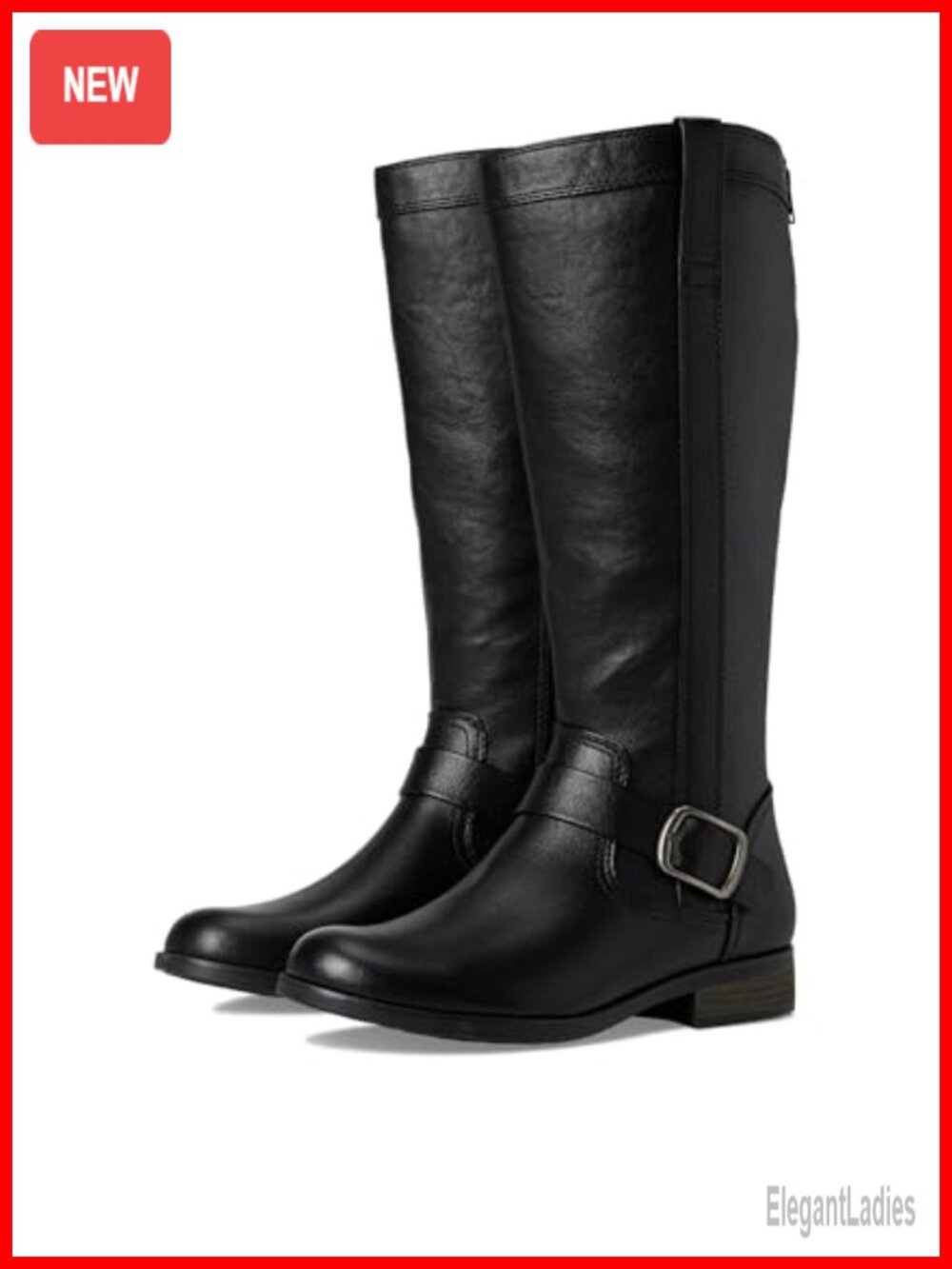 Knee-High Equestrian Boots with Buckle Detail Flexible Outsole
